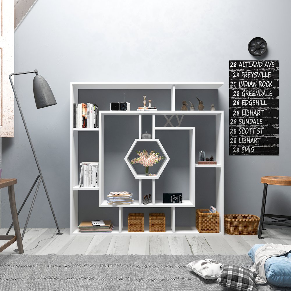 Labrina Bookcase White&White