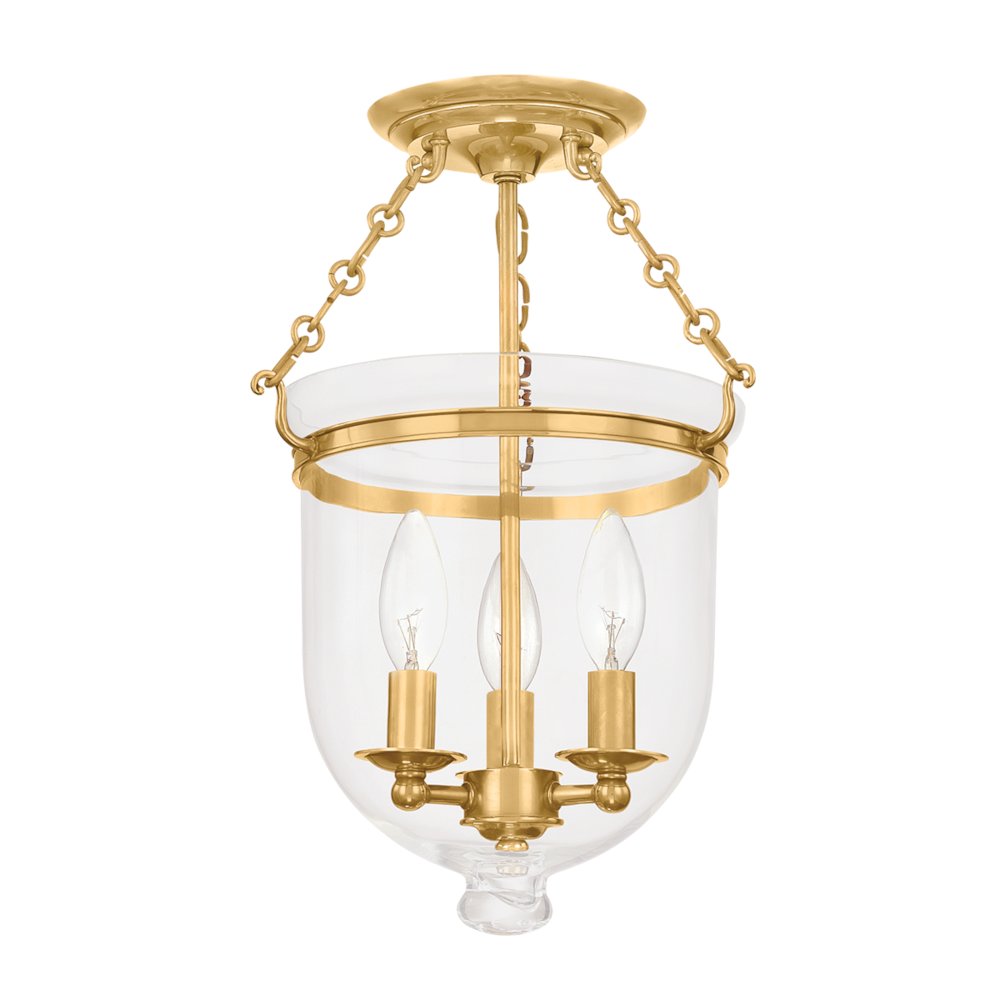 Hampton Semi Flush, Aged Brass