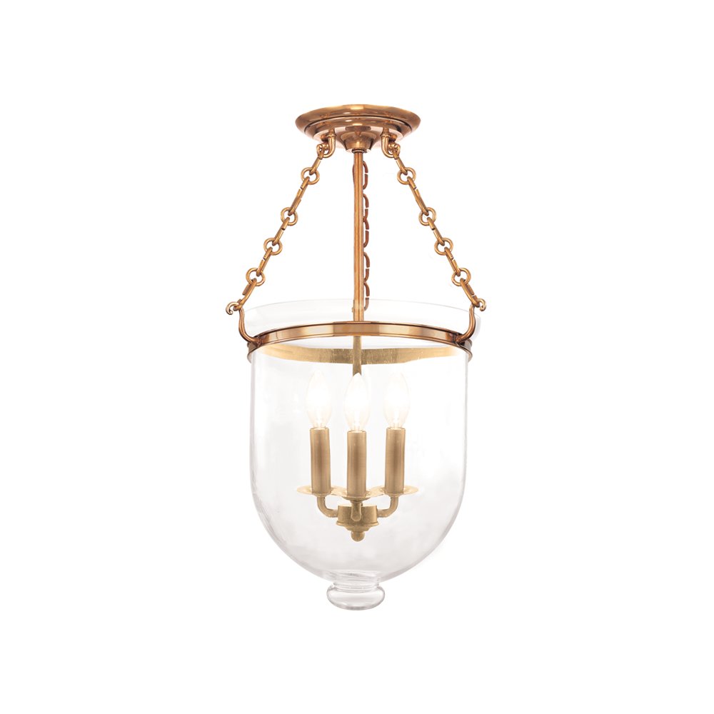 Hampton Semi Flush, Aged Brass