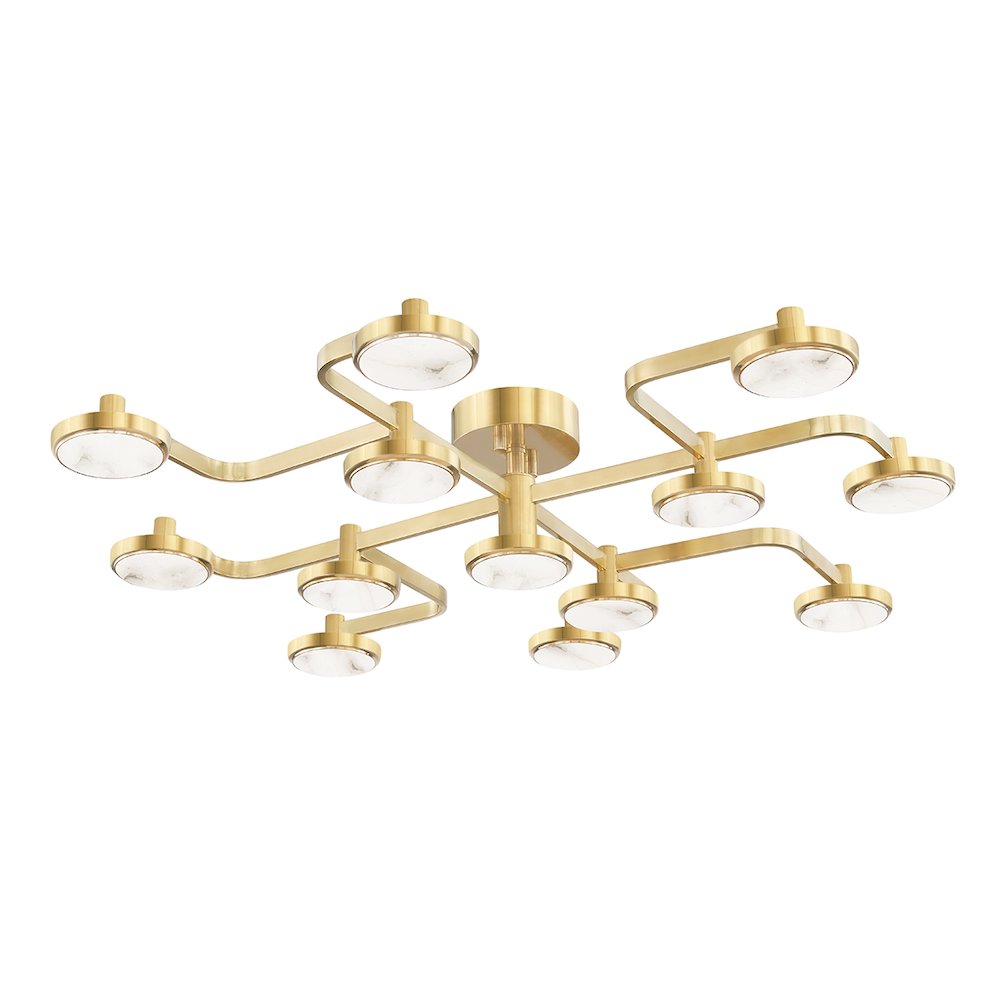 Meander Semi Flush, Aged Brass