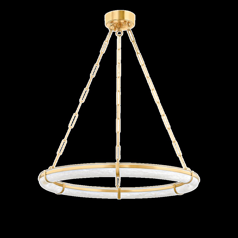 Sennett Chandelier, Aged Brass
