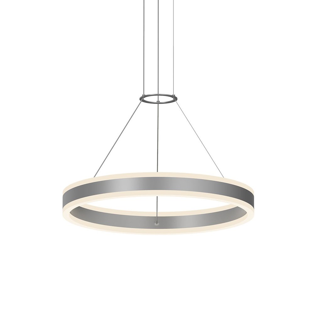 Double Corona Pendant, Bright Satin Aluminum