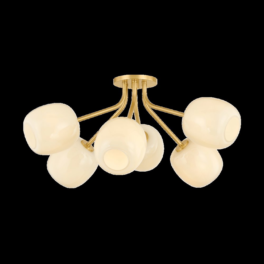 Lisette Semi Flush, Aged Brass