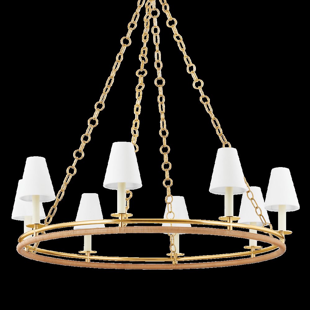 Swanton Chandelier, Aged Brass