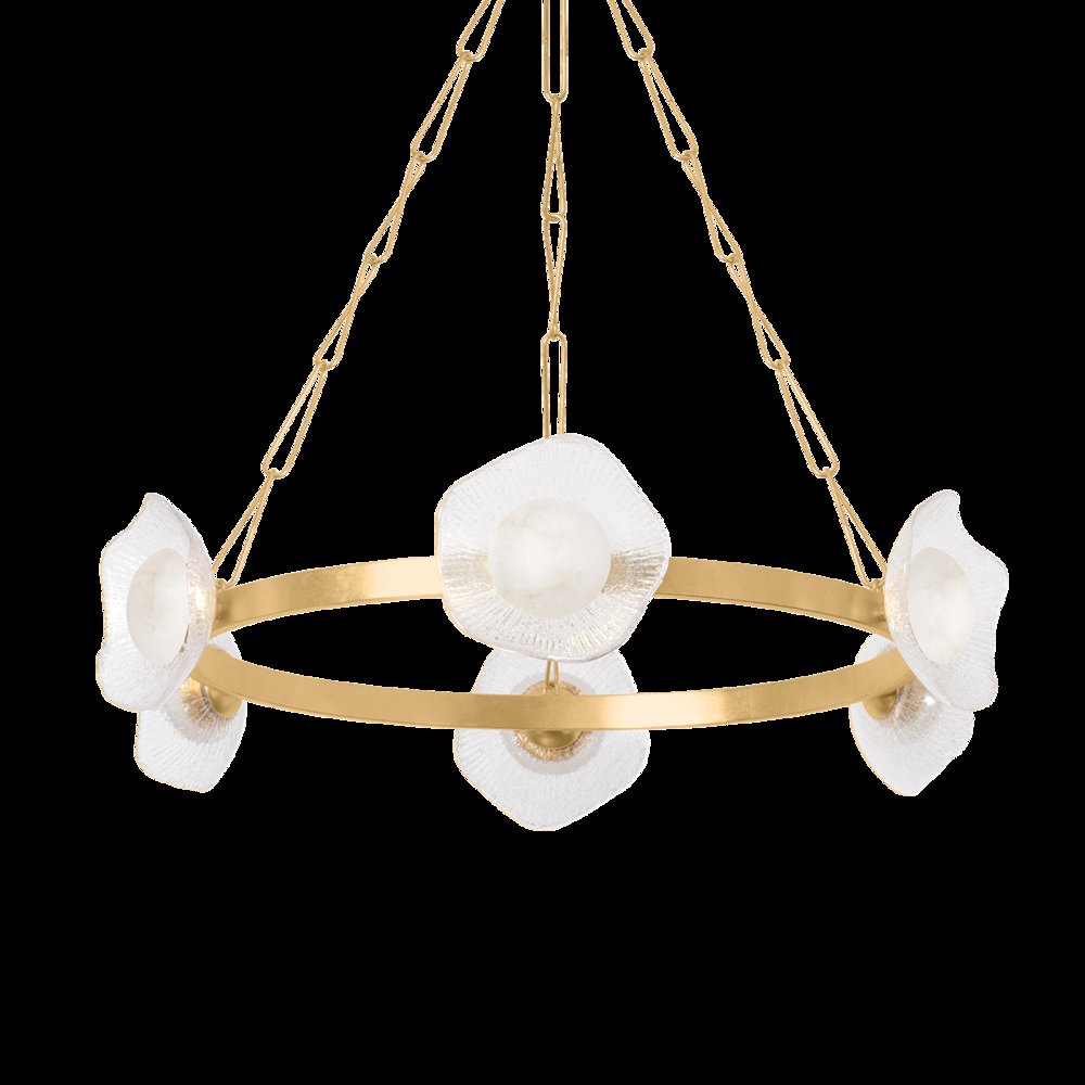 Almandine Chandelier, Vintage Gold Leaf