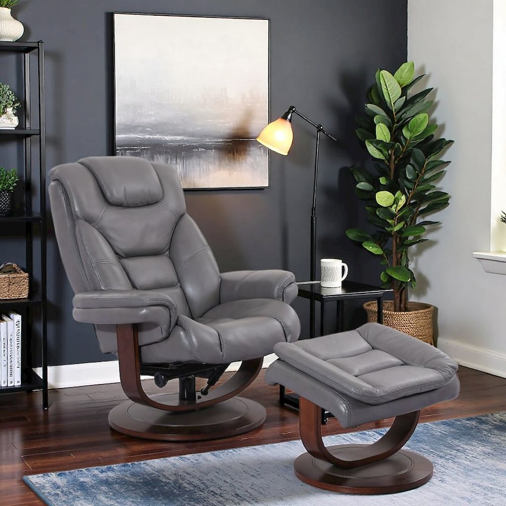 Gray Swivel Recliner Chair With Ottoman, Chair and Ottoman Set of 2-pcs