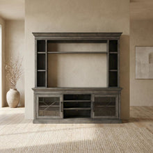 Smokey Grey 92-In. Console with Hutch for Entertainment Room Storage
