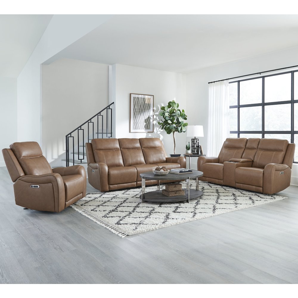 Haywood - Butternut Power Reclining Sofa Loveseat and Recliner