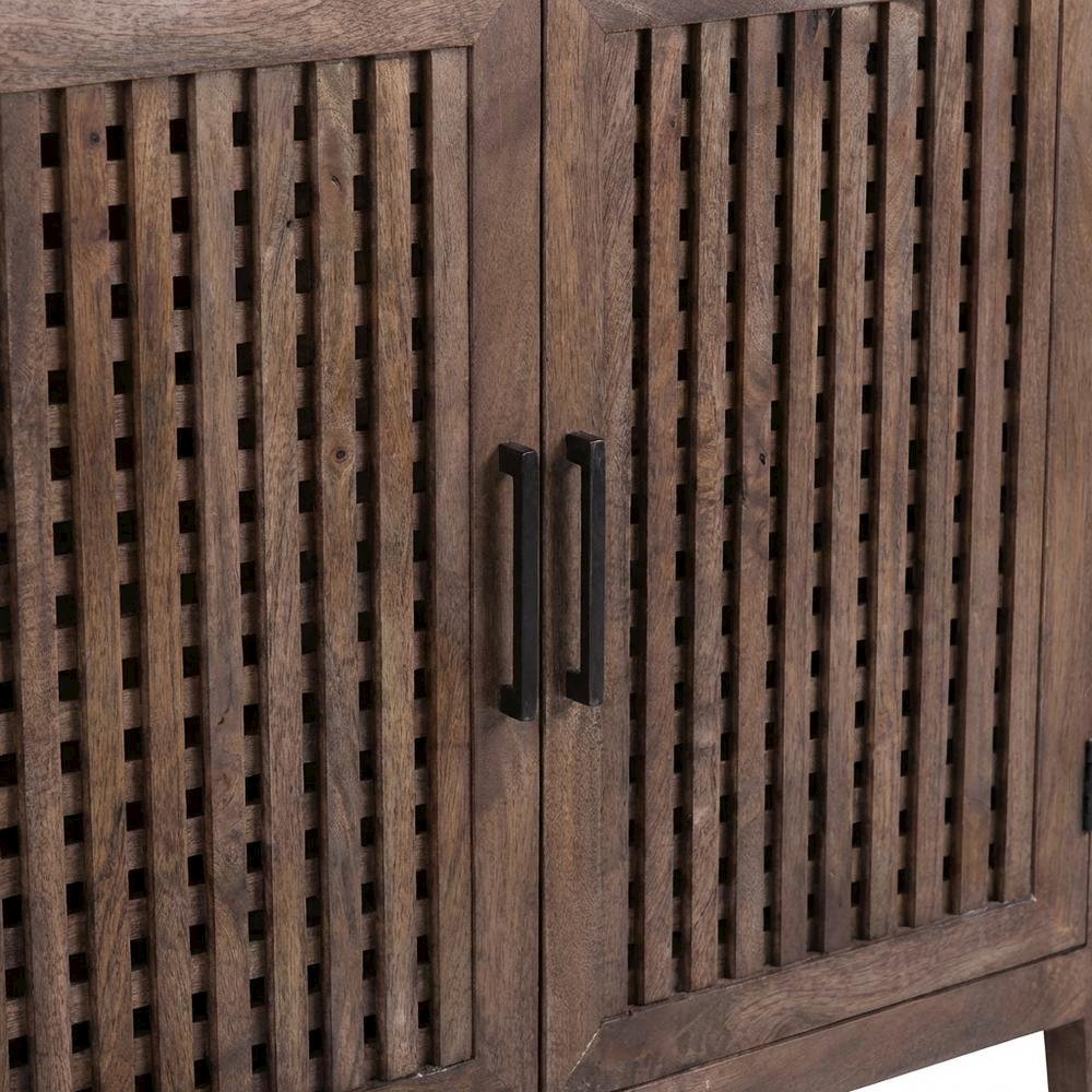 Solid Mango 78-Inch TV Console with Transitional Style and Brown Finish