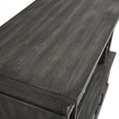 Smokey Grey 92-In. Console with Hutch for Entertainment Room Storage