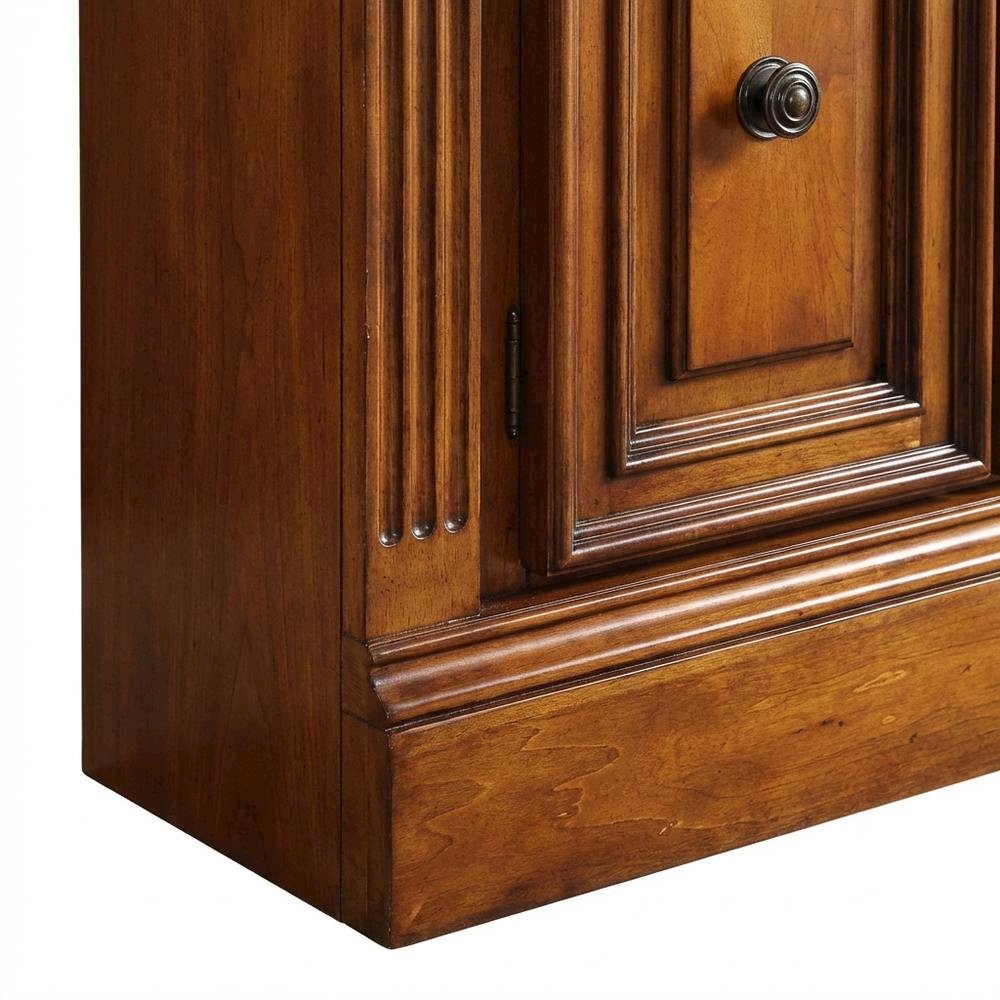 Brown 32 Inch Glass Door Cabinet with Traditional English Library Style