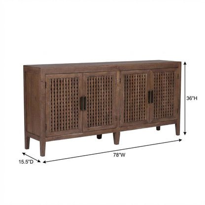 Solid Mango 78-Inch TV Console with Transitional Style and Brown Finish