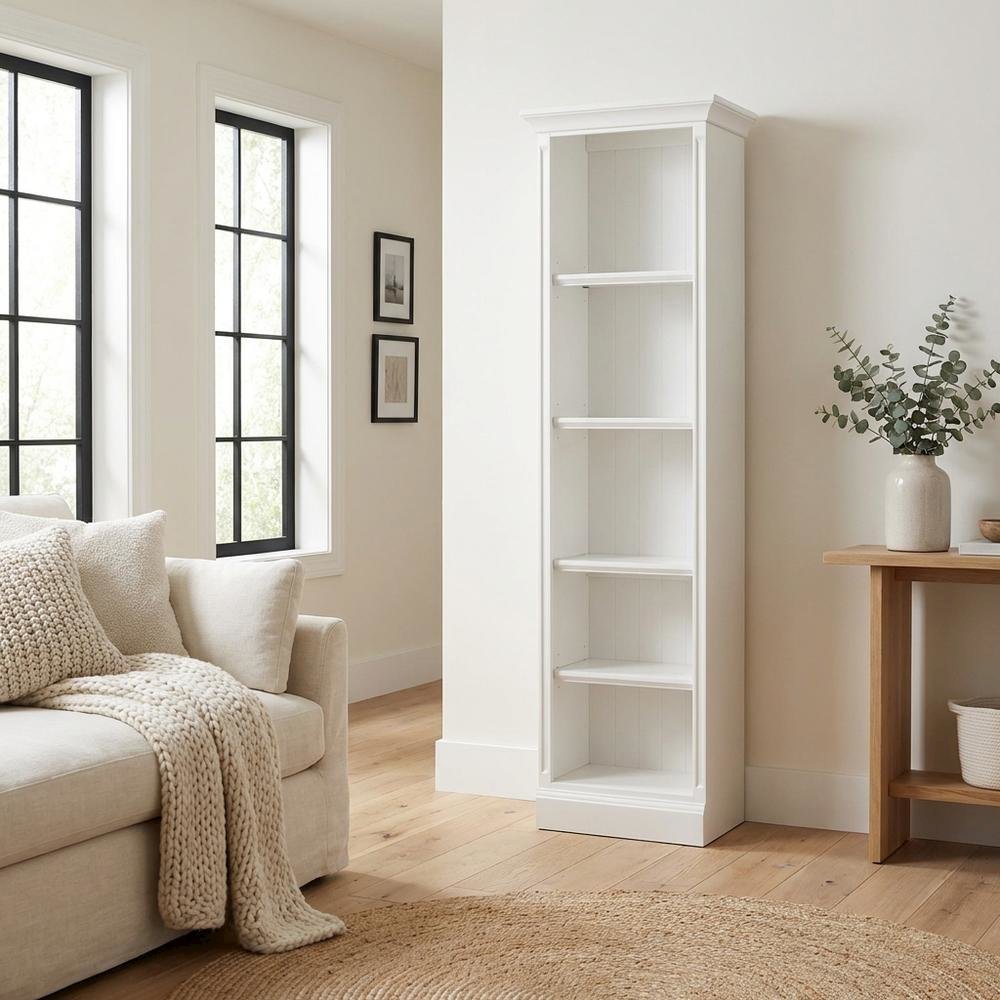 White 24-Inch Bookcase with Coastal Style and Durable Construction