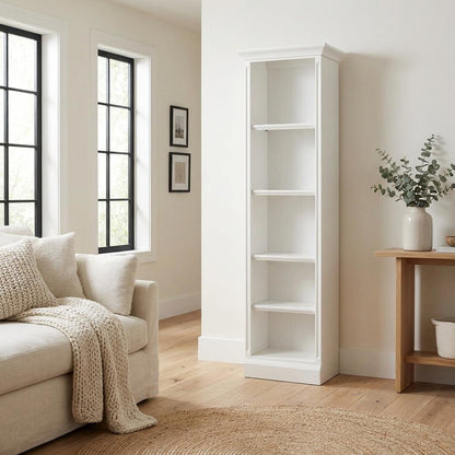 White 24-Inch Bookcase with Coastal Style and Durable Construction