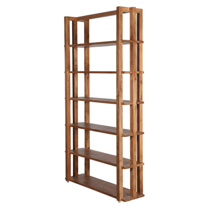Brown transitional bookcase with sturdy construction and ample storage