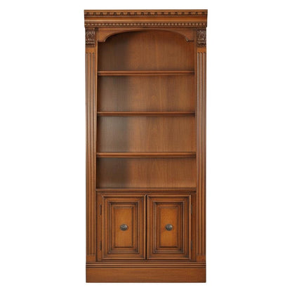 Brown Traditional English Library Bookcase with Open Top Design