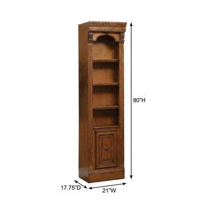 Traditional English Library Brown Open Top Bookcase for Living Room Storage