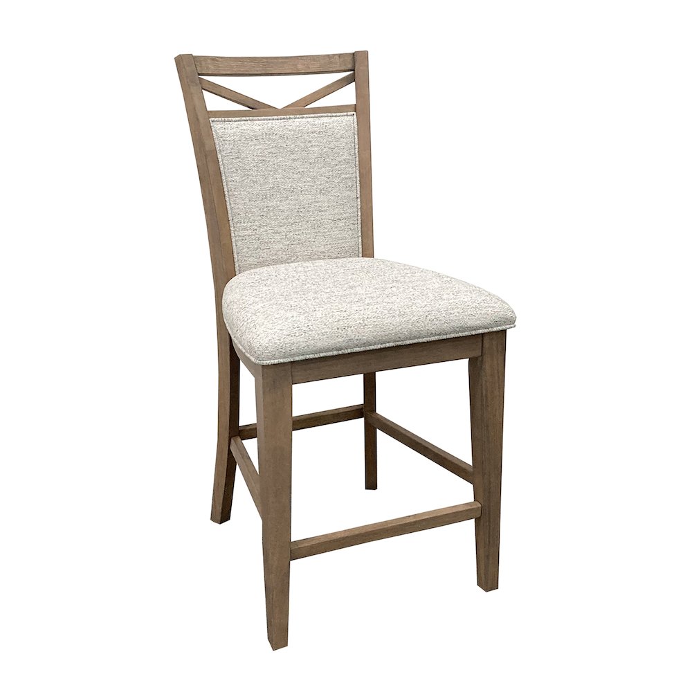 Modern Dining Island Counter Height Table with 6 upholstered chairs