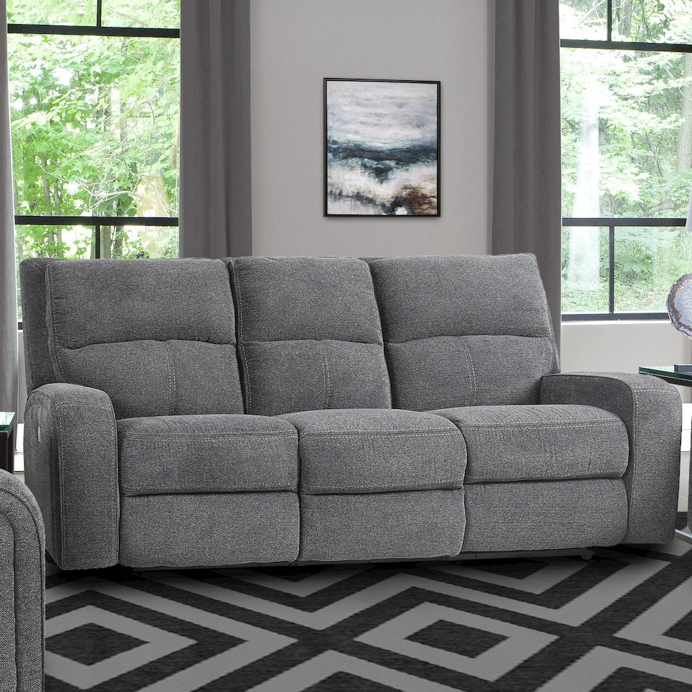 Polaris - Bizmark Grey Power Reclining Sofa and Two Recliners