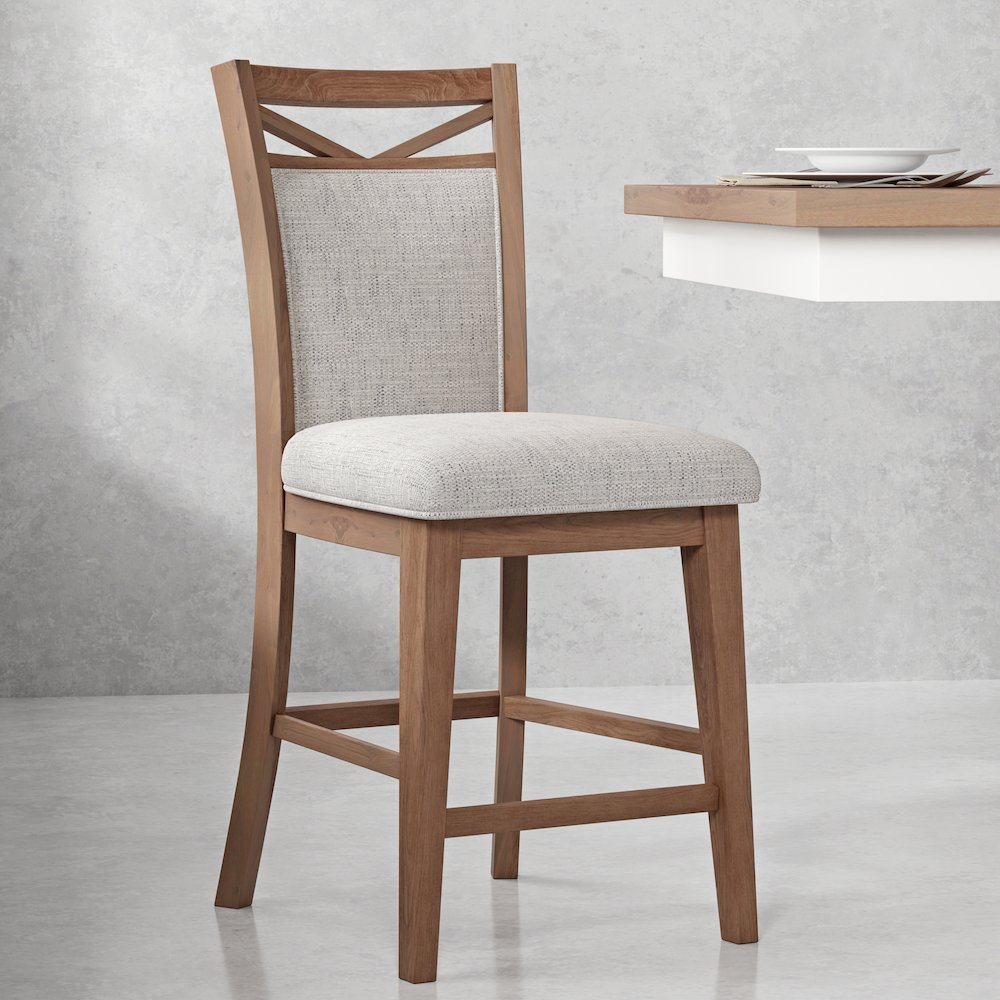 Modern Dining Island Counter Height Table with 6 upholstered chairs