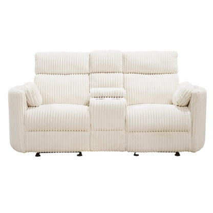 Radius - Mega Ivory Power Reclining Sofa Loveseat and Recliner