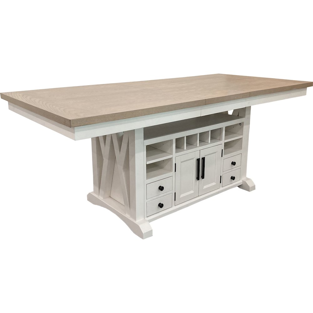 Modern Dining Island Counter Height Table with 6 upholstered chairs