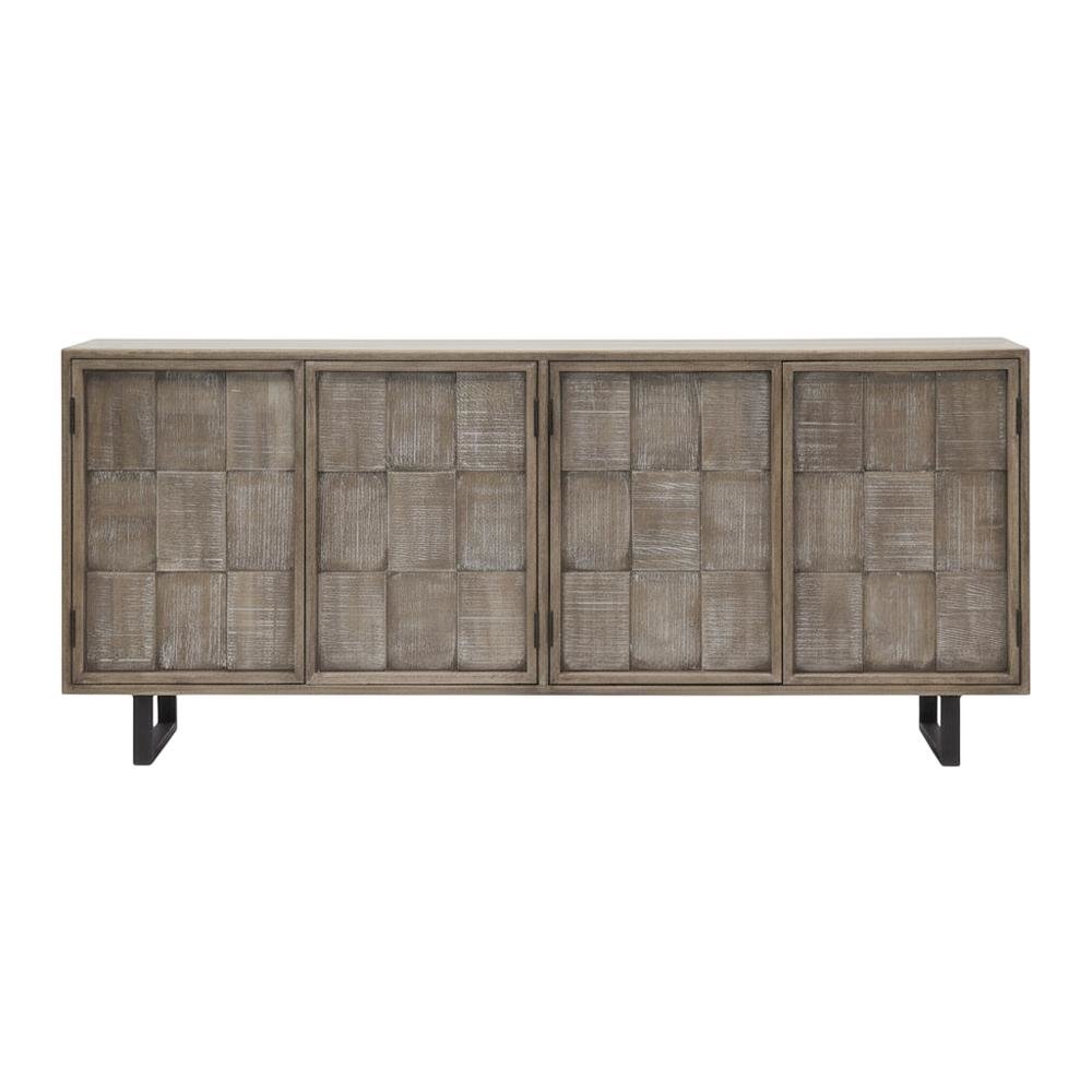 Brown solid mango TV console with transitional style and 78-inch width