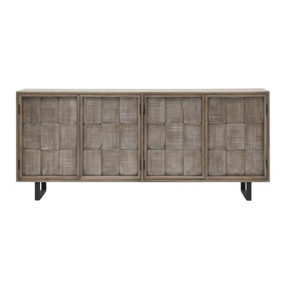 Brown solid mango TV console with transitional style and 78-inch width