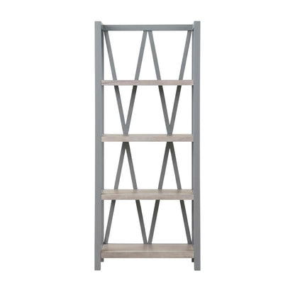 Grey Modern Bookcase with Factory-Style American Traditional Design