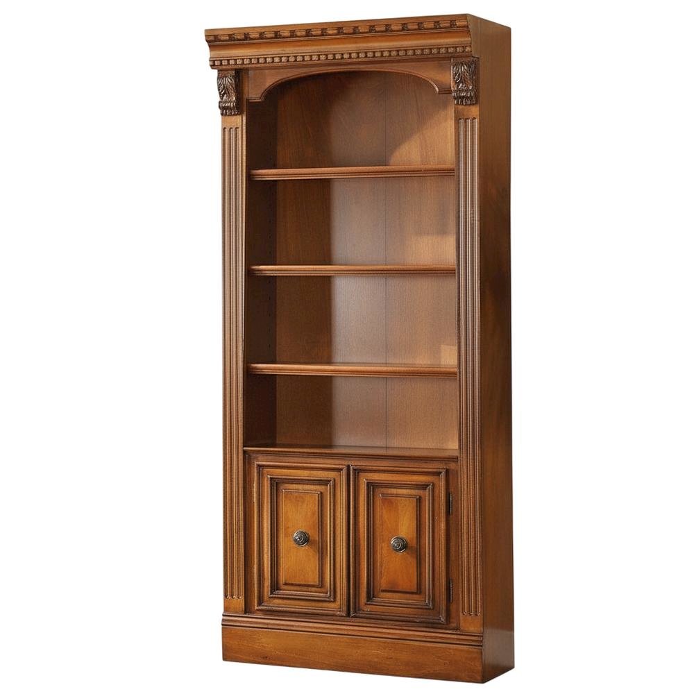 Brown Traditional English Library Bookcase with Open Top Design