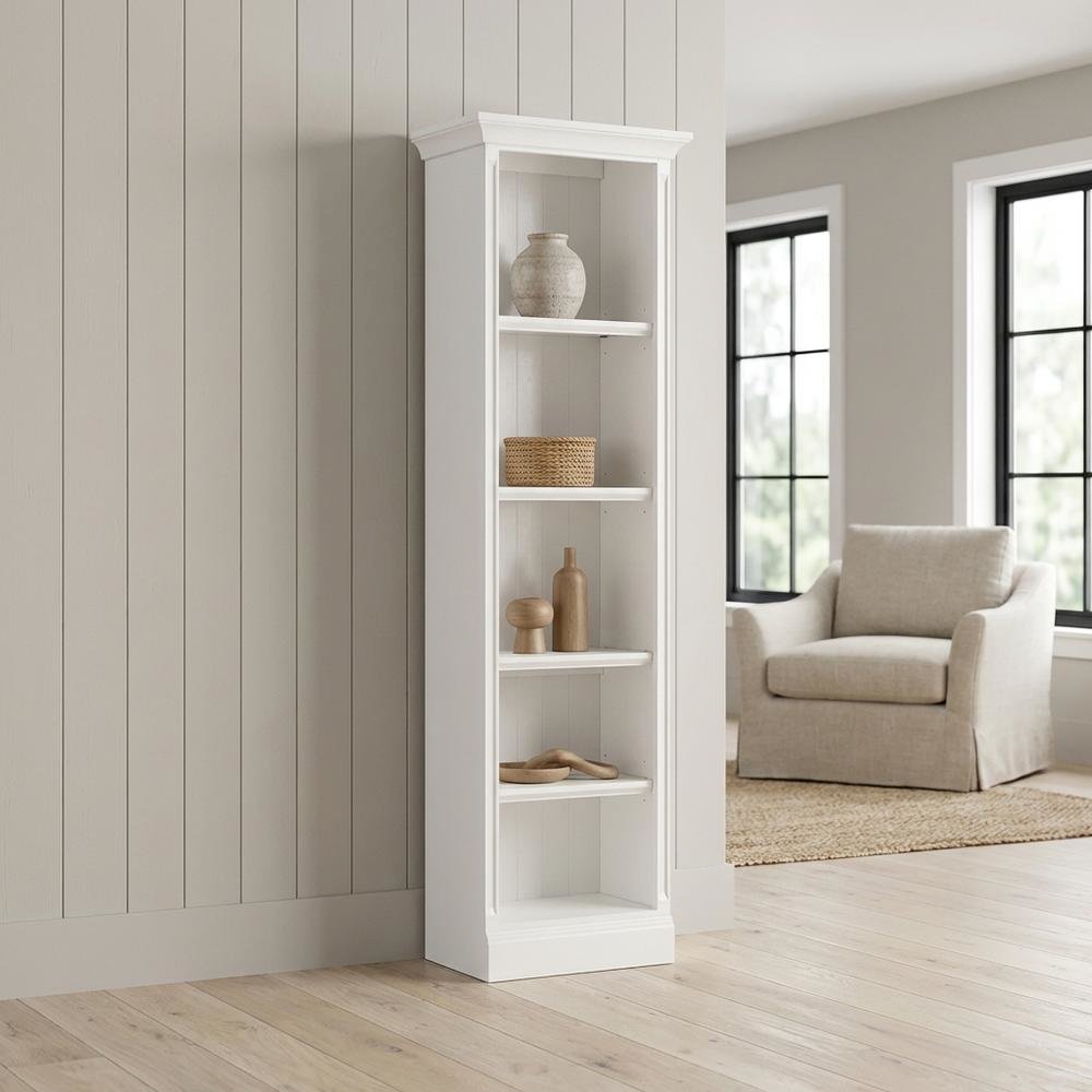 White 24-Inch Bookcase with Coastal Style and Durable Construction