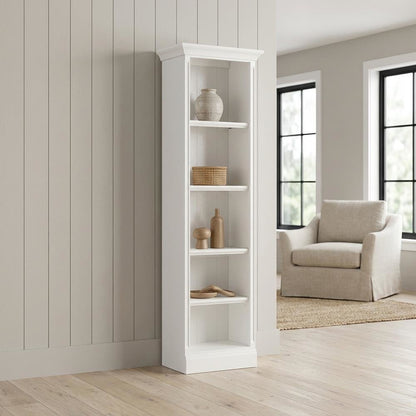 White 24-Inch Bookcase with Coastal Style and Durable Construction