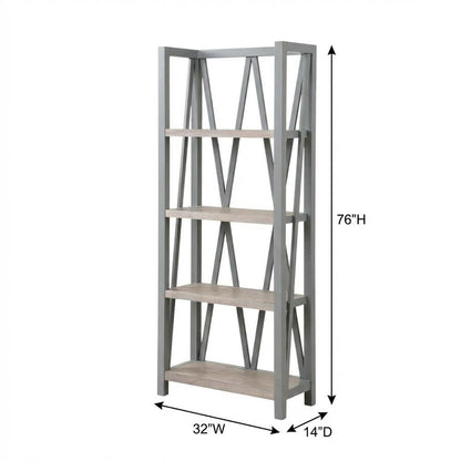 Grey Modern Bookcase with Factory-Style American Traditional Design