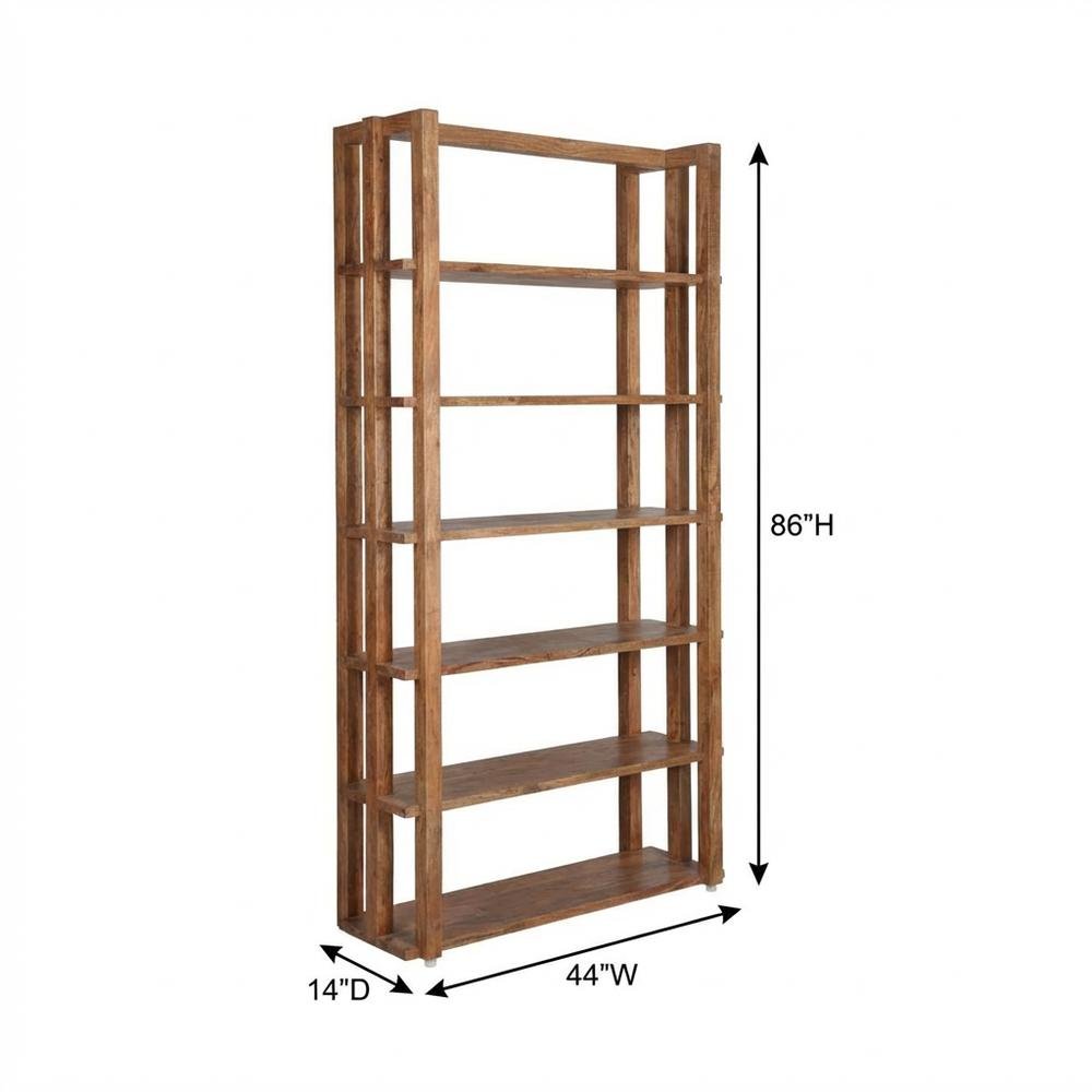 Brown transitional bookcase with sturdy construction and ample storage
