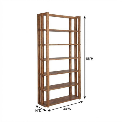 Brown transitional bookcase with sturdy construction and ample storage