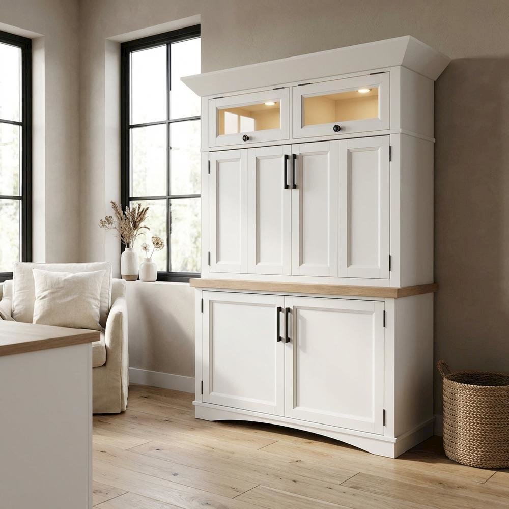 Modern white cotton workstation with LED light and durable frame