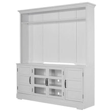 White 76-Inch TV Console with Hutch and Storage Compartments