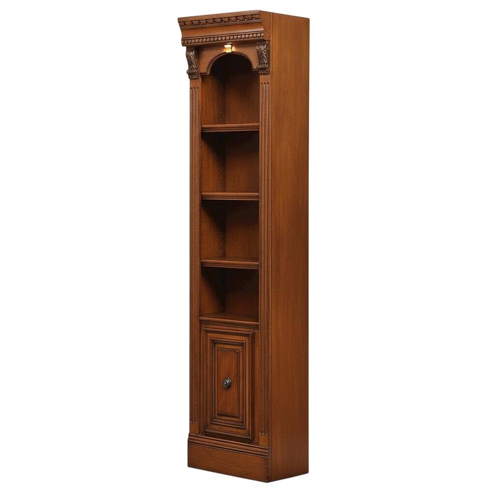Traditional English Library Brown Open Top Bookcase for Living Room Storage