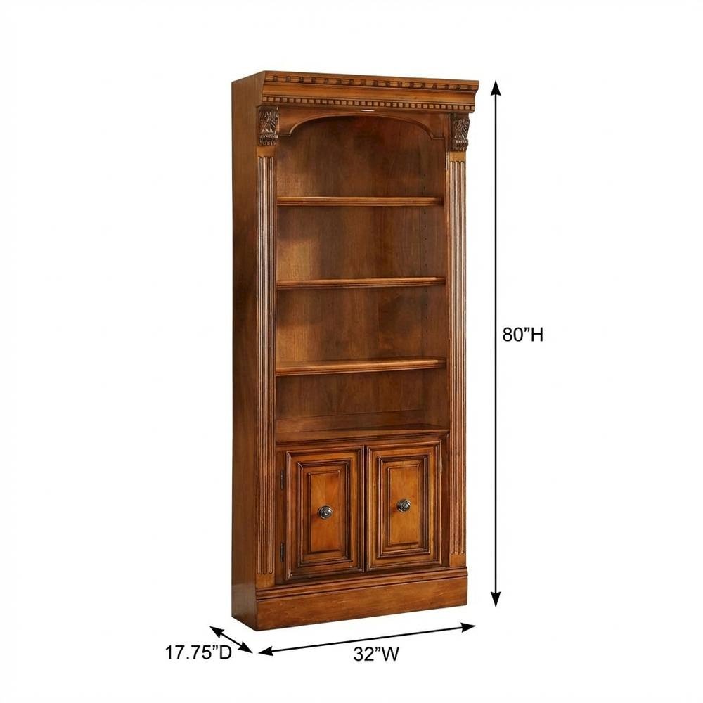 Brown Traditional English Library Bookcase with Open Top Design