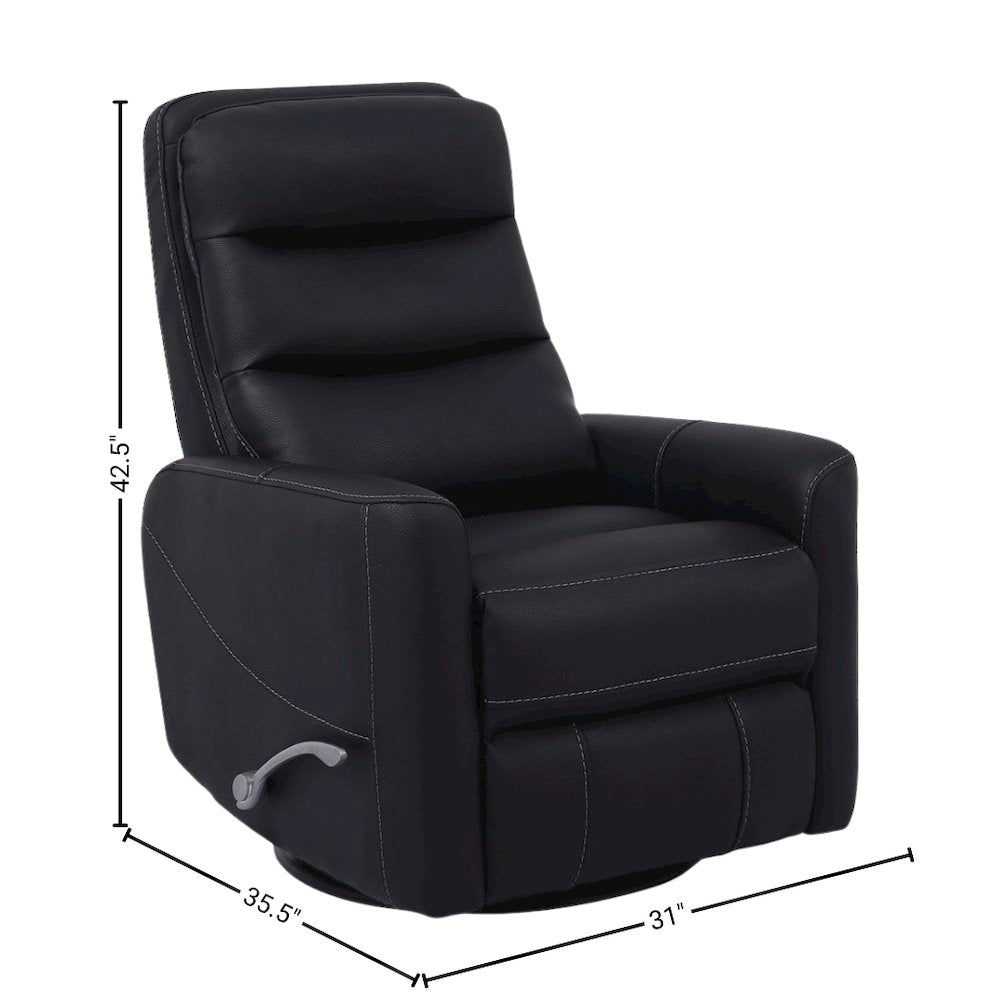 Black Swivel Recliner Chair with Glider Base and Soft Fabric Comfort