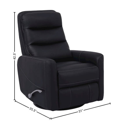 Black Swivel Recliner Chair with Glider Base and Soft Fabric Comfort