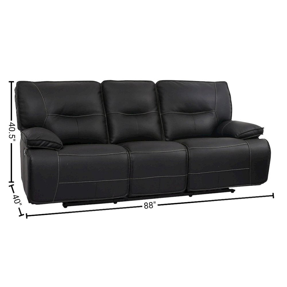 Black Reclining Sofa for RV Living Room, Power Recliner Couch Seating