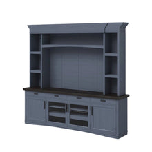 Blue Entertainment Center with Storage and Bookshelves