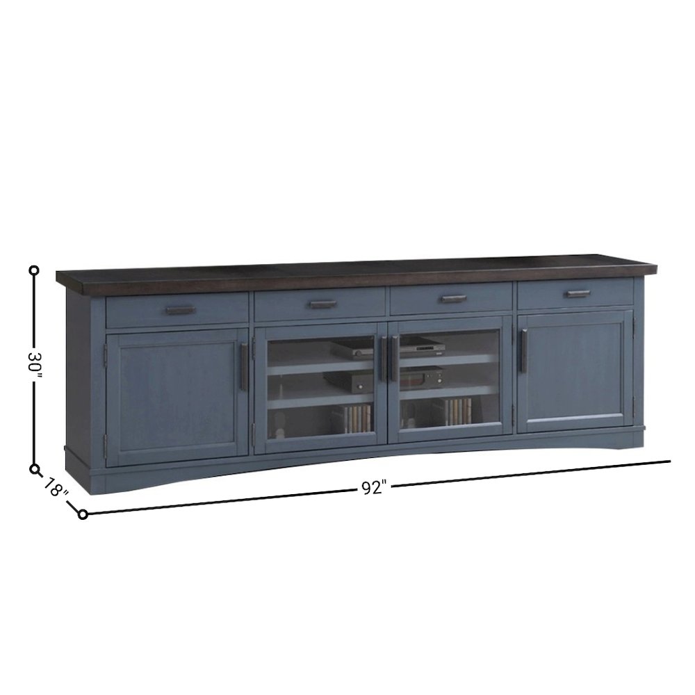 Blue 92 Inch TV Stand with Storage, Long Entertainment Center Console