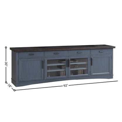 Blue 92 Inch TV Stand with Storage, Long Entertainment Center Console