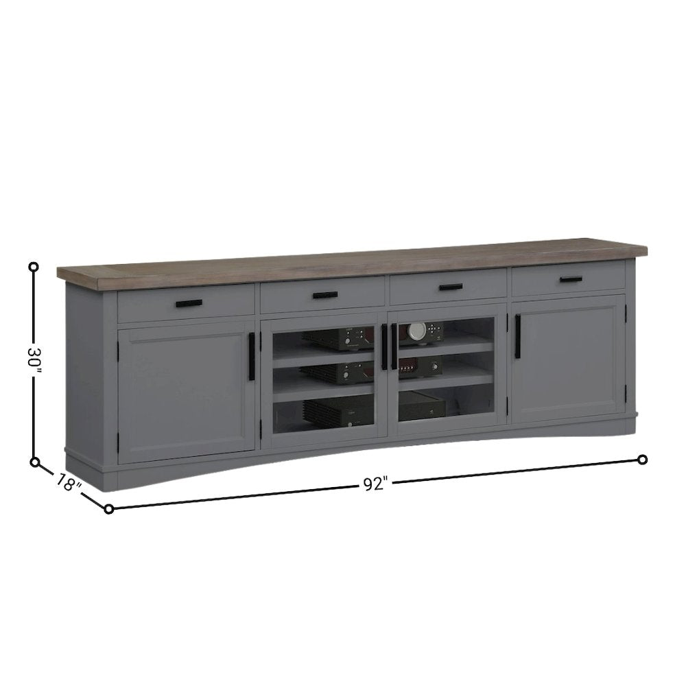Gray 92 Inch TV Stand – Long Entertainment Center for Living Room Use
