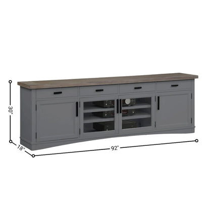 Gray 92 Inch TV Stand – Long Entertainment Center for Living Room Use