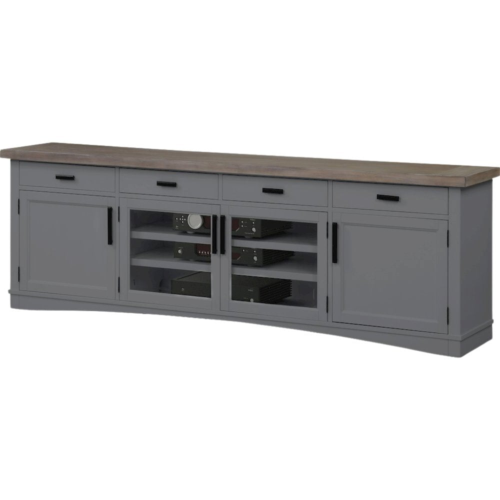 Gray 92 Inch TV Stand – Long Entertainment Center for Living Room Use