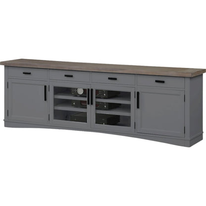 Gray 92 Inch TV Stand – Long Entertainment Center for Living Room Use