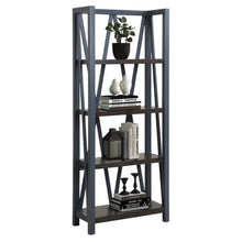 Blue Wooden Bookshelve, Tall Bookcase with 4-Tier Wood Bookshelf Design